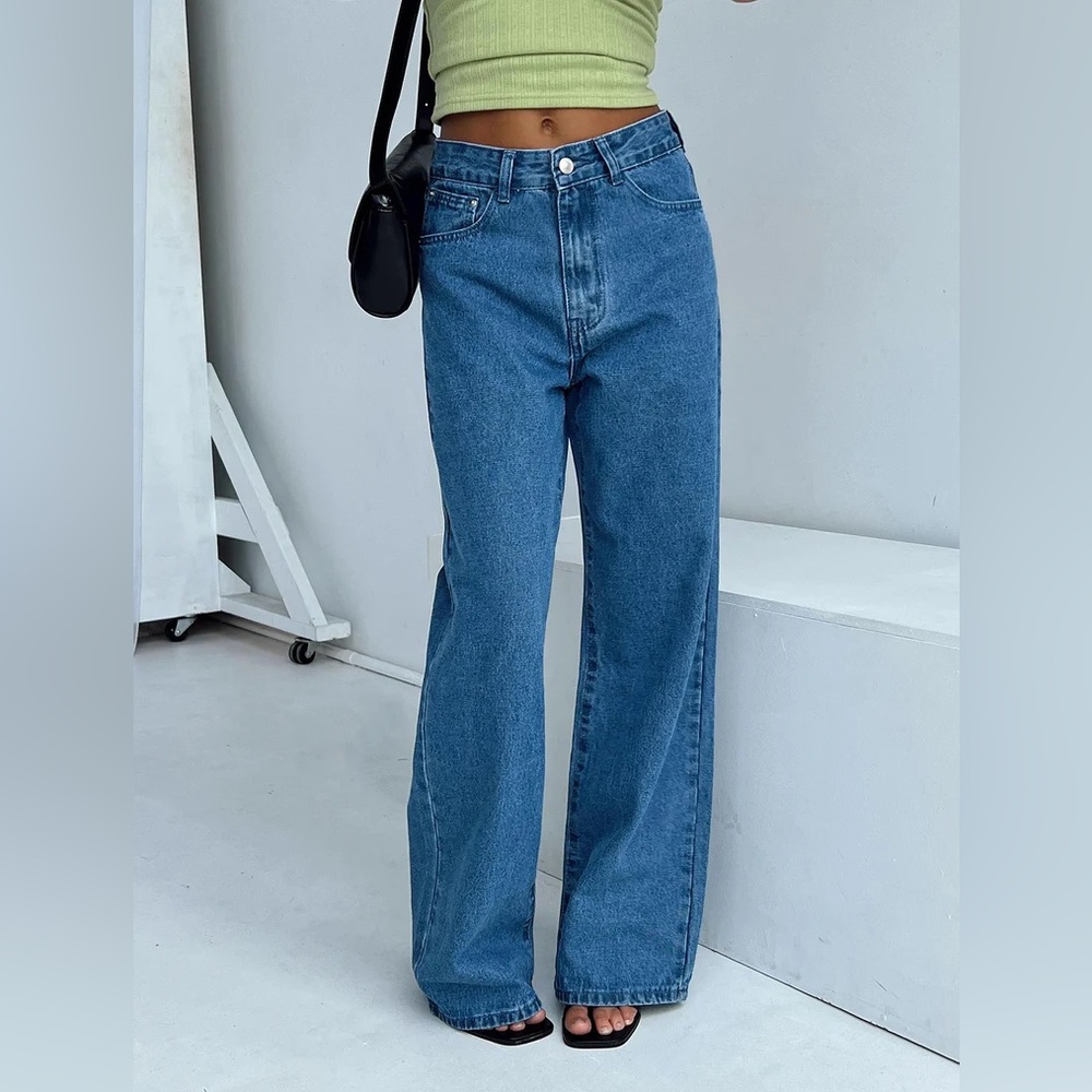 Eugarie Wide Leg Jeans Mid Wash Denim